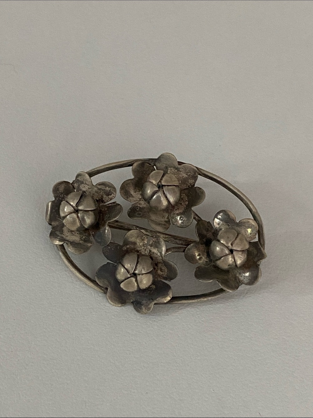 Vintage sterling Silver stamped Floral Cluster Brooch